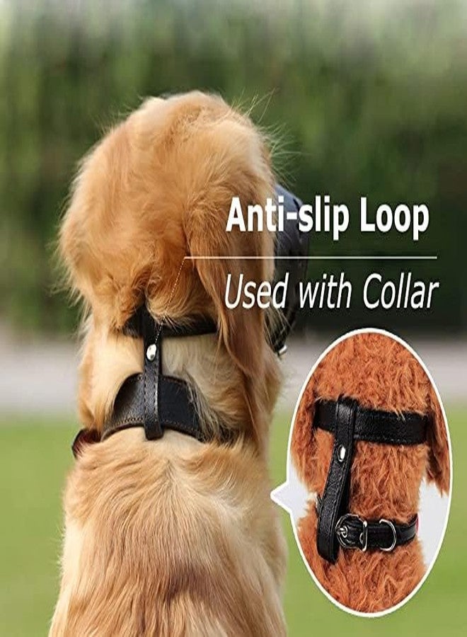 Pups&Pets Dog Mouth Leahter Cover Muzzle Guard with Adjustable Strap Buckle Muzzle Ideal for for Grooming, Training and Chewing Aggressive Dog and Puppy (Black, Small) - Image 5